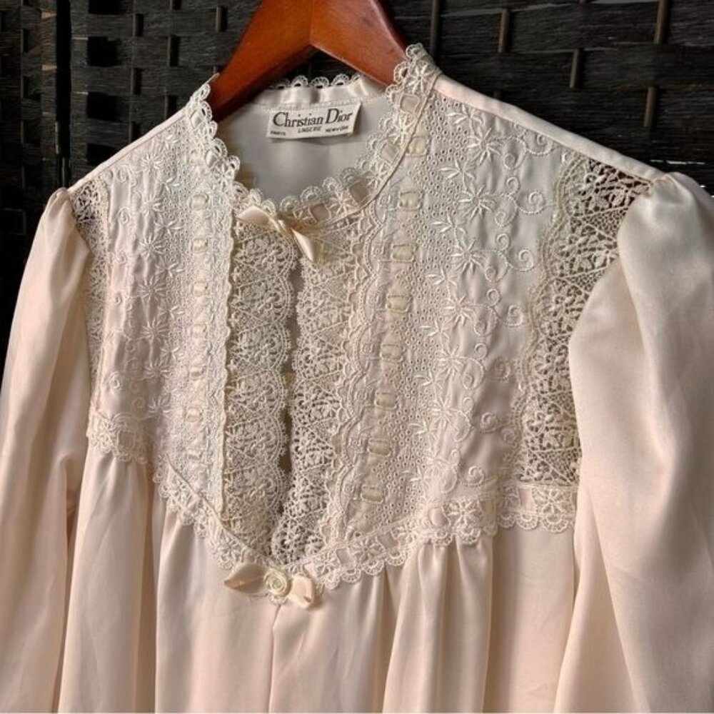 Christian Dior vintage union label nightgown with lace bib style small